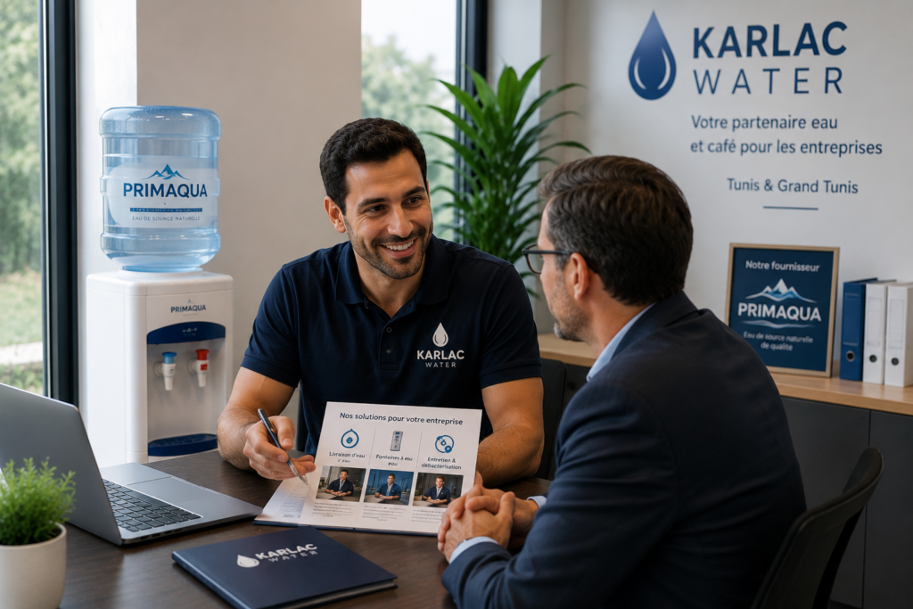 Karlac Water présente ses services aux entreprises avec une fontaine d’eau Primaqua